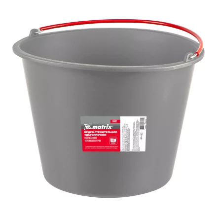 Ведро строительное пластмассовое Matrix 12 л, ударопрочное, обрезиненная ручка, 81462 купить в Новом Уренгое