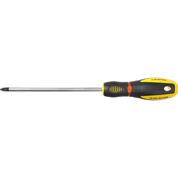 Отвертка STAYER "PROFI" "PROTech", двухкомп рукоятка, намагниченная, Cr-Mo, PH2x150мм 25132-2-15_z02 купить в Новом Уренгое