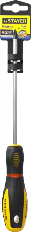 Отвертка STAYER "PROFI" "PROTech", двухкомп рукоятка, намагниченная, Cr-Mo, PH2x150мм 25132-2-15_z02 купить в Новом Уренгое