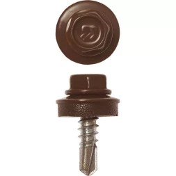 Саморезы ЗУБР "ПРОФЕССИОНАЛ" окраш., RAL 8017 шокол.-коричн., для крепл. кров. матер. к металл. констр., 5.5x19мм, 500шт 4-300315-55-019-8017