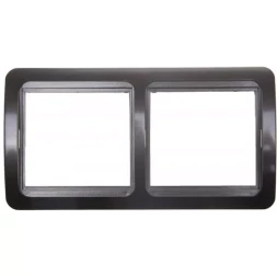 Панель СВЕТОЗАР "ГАММА" накладная, горизонтальная, цвет темно-серый металлик, 2 гнезда SV-54146-DM