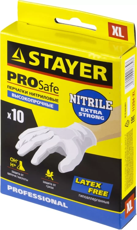 Перчатки STAYER "PROFI" нитриловые экстратонкие, XL, 10шт 11204-XL купить в Новом Уренгое