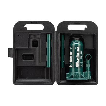 Домкрат гидравлический бутылочный Сибртех 50814, 5 т, 180-340 мм, в пласт. кейсе купить в Новом Уренгое