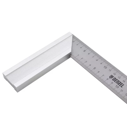 Угольник стальной 250 мм, нержавеющая сталь, градуировка, алюминиевое основание Denzel 32396 купить в Новом Уренгое