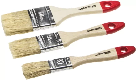 Набор STAYER &quot;STANDARD&quot; &quot;UNIVERSAL&quot;: Кисти, светлая натуральная щетина, деревянная ручка, 3шт: 25, 38, 50мм 0161-H3_z01 купить в Новом Уренгое