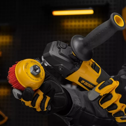 Щетка для УШМ Denzel, 100 мм, Чашка, нейлоновая щетина, М14, 74469 купить в Новом Уренгое