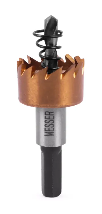 HSS-TiN коронка MESSER  23мм с центр. сверлом и толкающей пружиной для  лист. материала  до 2 мм ц/х купить в Новом Уренгое