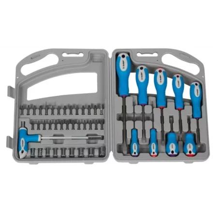 Набор ЗУБР Отвертка &quot;ЭКСПЕРТ&quot; с насадками, битодержатель с Т-образ. ручкой 125мм, Hex1/4&quot;-SQ1/4&quot;, в пласт.боксе, 46пред 25283-H46 купить в Новом Уренгое