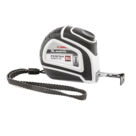 Рулетка Autostop 3 м х 16 мм двухкомпонентный корпус автоматическая фиксация MATRIX 32550 купить в Новом Уренгое