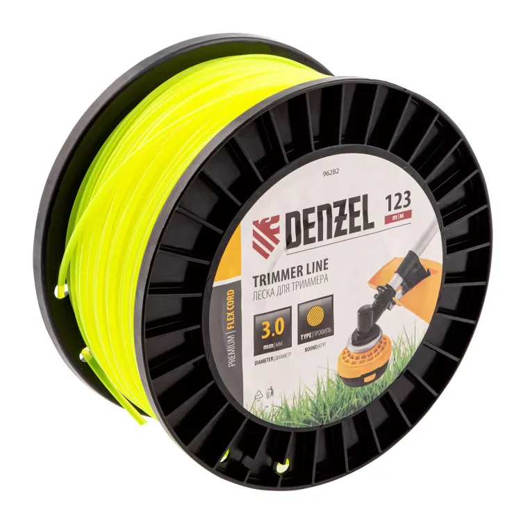 Леска для триммера круглая Denzel, 3,0мм х 123м, на DIN катушке FLEX CORD, 96282 купить в Новом Уренгое