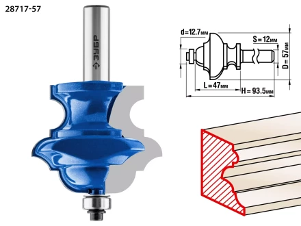 ЗУБР 57 x 47.6 мм, хвостовик 12 мм, фреза кромочная фигурная №6, Профессионал (28717-57) купить в Новом Уренгое