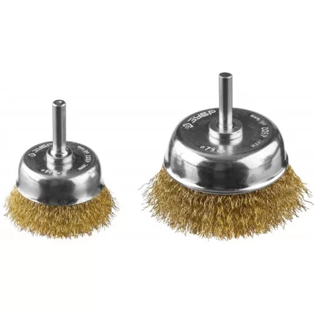 ЗУБР &quot;ПРОФЕССИОНАЛ&quot;. Набор щеток чашечных для дрели, витая стальная латунированная проволока 0,3мм, 50/75мм, 2шт 3531-H2_z02 купить в Новом Уренгое