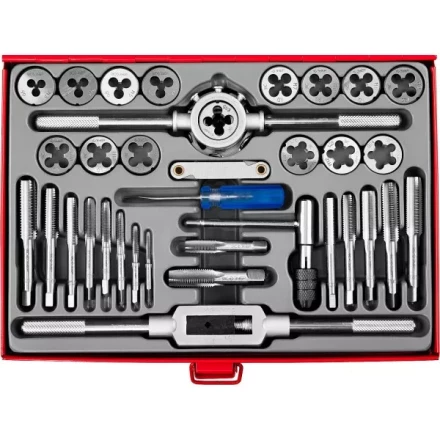 Набор ЗУБР &quot;ЭКСПЕРТ&quot; с металлореж. инструментом, метчики однопроходные и плашки М3-М12, оснастка-в метал. боксе, 35пред. 28117-H35 купить в Новом Уренгое