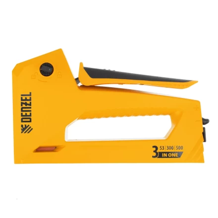 Степлер мебельный Denzel 40214, алюминиевый корпус, тип 53, 6-14 мм, тип 300, 15 мм, тип 500, 15 мм купить в Новом Уренгое