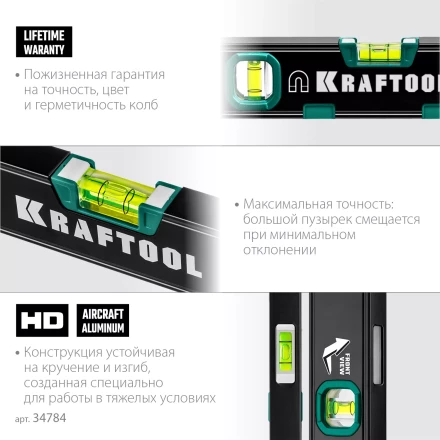 Профессиональный магнитный уровень с зеркальным глазком KRAFTOOL 34784 купить в Новом Уренгое