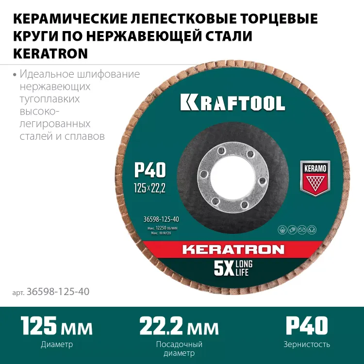 Круги лепестковые керамические торцевые 36598-125-40 купить в Новом Уренгое