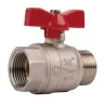 Кран ЗУБР шаровой 3/4" полнопроходной "мама-папа", бабочка, никелированная латунь 51354-N-3/4 купить в Новом Уренгое