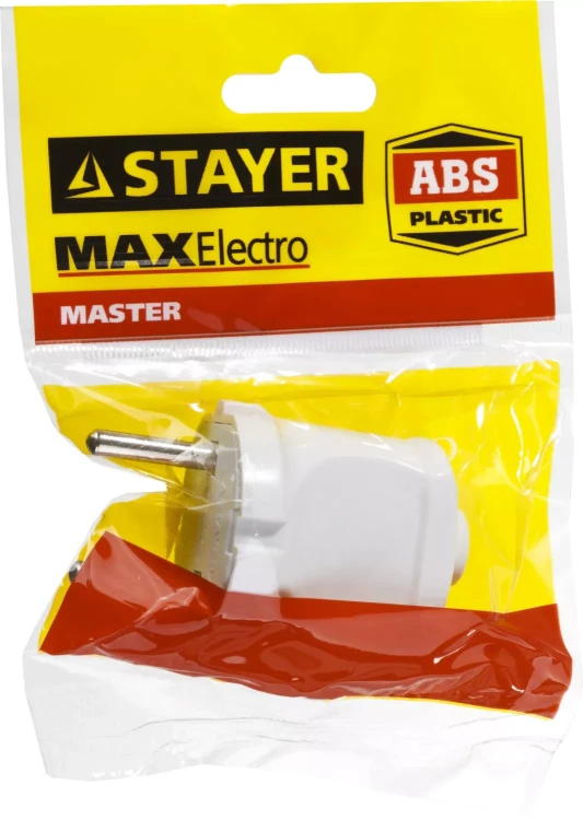 Вилка MAXElectro электрическая, 6А/220В, белая, STAYER 55150-W купить в Новом Уренгое
