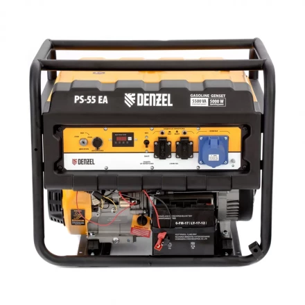 Генератор бензиновый PS 55 EA, 5.5 кВт, 230 В, 25 л, коннектор автоматики 5 PIN, электростартер Denzel 9468743 купить в Новом Уренгое