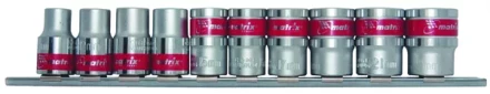 Набор торцевых головок 3/8&quot;, 6-ти гр., CrV, 10шт.,  8-19мм Matrix 13558 купить в Новом Уренгое