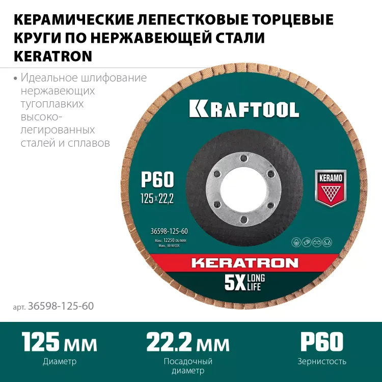 Круги лепестковые керамические торцевые 36598-125-60 купить в Новом Уренгое
