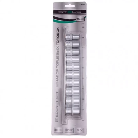 Набор торцевых головок 1/2 двенадцатигранные CrV 10 шт 10-24 мм Stels 13638 купить в Новом Уренгое