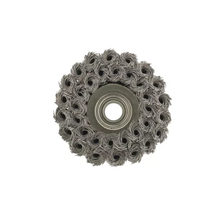 Щетка для УШМ 75 мм М14 "чашка" двухрядная крученая проволока 0,8 мм MTX 74686 купить в Новом Уренгое