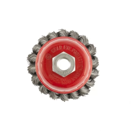 Щетка для УШМ 75 мм М14 "чашка" двухрядная крученая проволока 0,8 мм MTX 74686 купить в Новом Уренгое