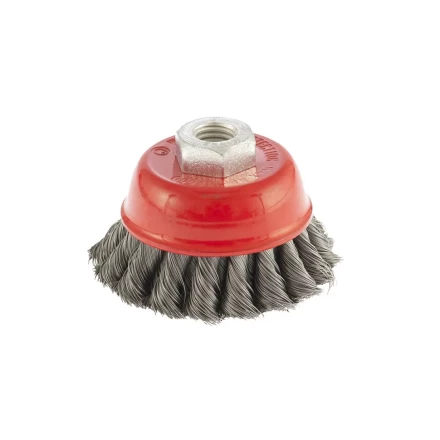 Щетка для УШМ 75 мм М14 "чашка" двухрядная крученая проволока 0,8 мм MTX 74686 купить в Новом Уренгое