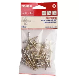 Заклепки ЗУБР многозажимные, алюминиевые 4,8x10мм, 50шт 4-31311-48-10-0050