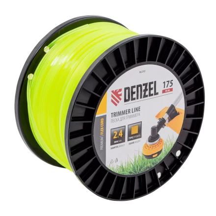Леска для триммера квадрат Denzel, 2,4мм х 175м, на DIN катушке FLEX CORD, 96292 купить в Новом Уренгое