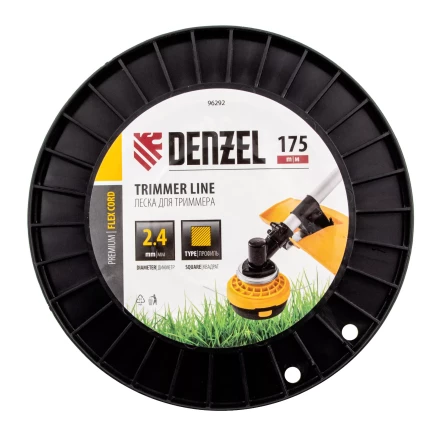 Леска для триммера квадрат Denzel, 2,4мм х 175м, на DIN катушке FLEX CORD, 96292 купить в Новом Уренгое