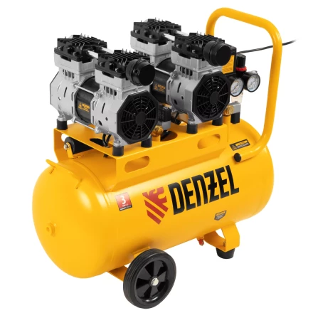 Компрессор безмасляный, малошумный Denzel DLS 1500/50, 1500 ВТ, 2x750, 50 л, 260 л/мин купить в Новом Уренгое