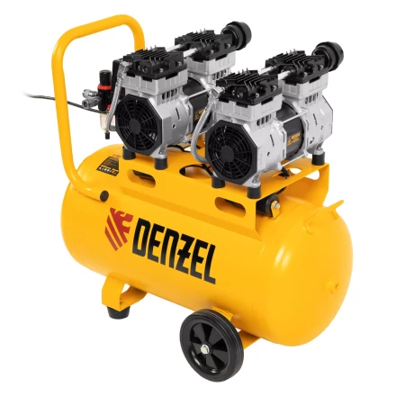 Компрессор безмасляный, малошумный Denzel DLS 1500/50, 1500 ВТ, 2x750, 50 л, 260 л/мин купить в Новом Уренгое