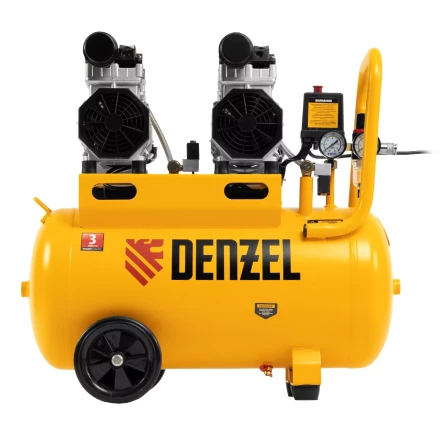 Компрессор безмасляный, малошумный Denzel DLS 1500/50, 1500 ВТ, 2x750, 50 л, 260 л/мин купить в Новом Уренгое