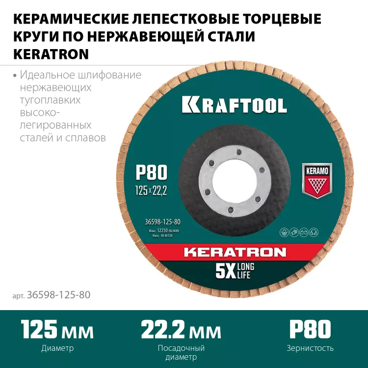 Круги лепестковые керамические торцевые 36598-125-80 купить в Новом Уренгое