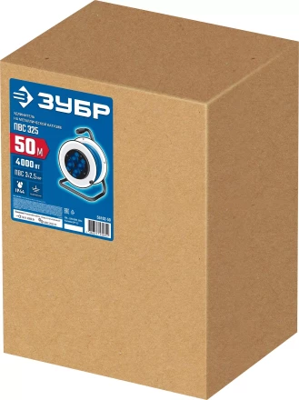 ЗУБР ПВС-325, ПВС, 3 x 2.5 мм2, 50 м, 4000 Вт, IP44, силовой удлинитель на стальной катушке, Профессионал (55102-50) купить в Новом Уренгое