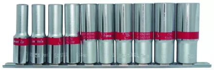 Набор удлиненных торцевых головок 1/2",  6-ти гр., CrV, 10шт., 10-22мм Matrix 13590 купить в Новом Уренгое