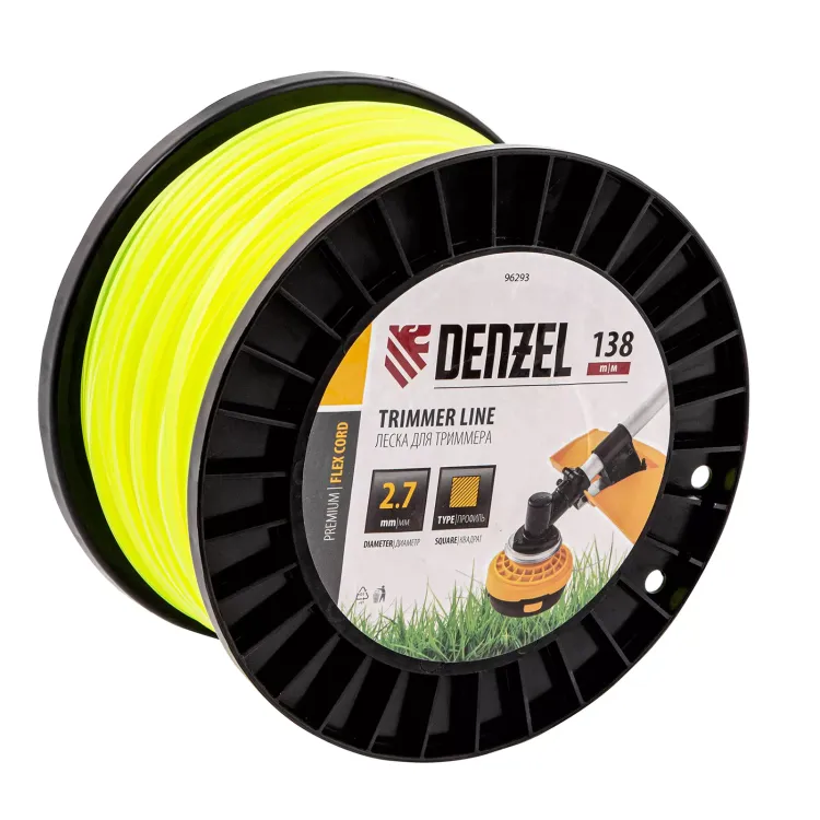 Леска для триммера квадрат Denzel, 2,7м х 138м, на DIN катушке FLEX CORD, 96293 купить в Новом Уренгое