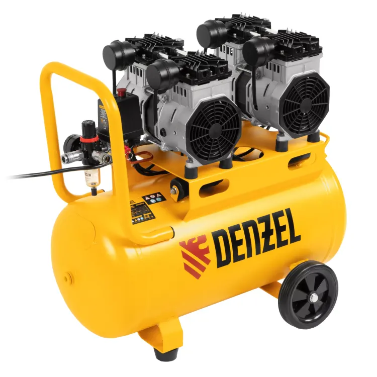 Компрессор безмасляный, малошумный Denzel DLS 2200/50, 2200 Вт, 2x1100, 50 л, 380 л/мин купить в Новом Уренгое