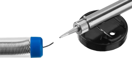 Паяльник ЗУБР &quot;ПРОФЕССИОНАЛ&quot; с двухкомпонентной рукояткой и защитным колпачком в наборе с припоем и подставкой, 40Вт, конус 55402-40_z01 купить в Новом Уренгое