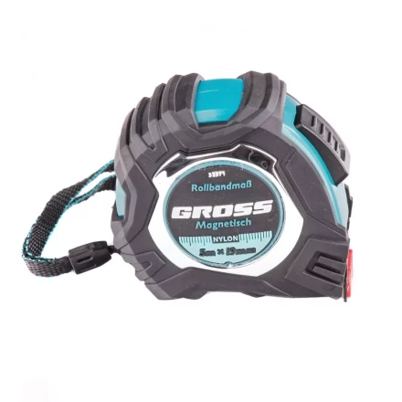 Рулетка Magnetisch 5 м х 19 мм обрезиненный корпус автоматическая фиксация Нейлоновое покрытиеытие зацеп с магнитом Gross 32571 купить в Новом Уренгое
