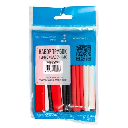 Набор цветных термоусадочных трубок КВТ Триколор Мульти с коэффициентом усадки 2:1 (87313) купить в Новом Уренгое
