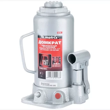 Домкрат гидравлический бутылочный 15 т h подъема 230–460 мм  MATRIX MASTER 50729 купить в Новом Уренгое