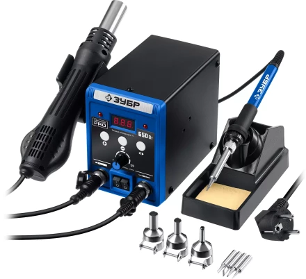 ЗУБР ПСР-650, 100 - 500°С, 650 Вт, 2 в 1, ремонтная паяльная станция, Профессионал (55427) купить в Новом Уренгое