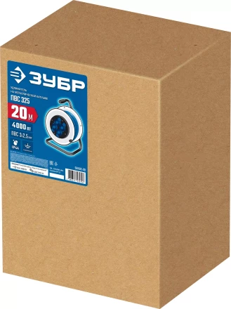 ЗУБР ПВС-325, ПВС, 3 x 2.5 мм2, 20 м, 4000 Вт, IP44, силовой удлинитель на стальной катушке, Профессионал (55102-20) купить в Новом Уренгое