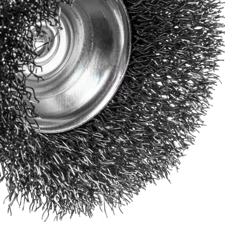 Щетка для дрели, 65 мм, Чашка, со шпилькой , нержавеющая витая проволока Denzel 744613 купить в Новом Уренгое