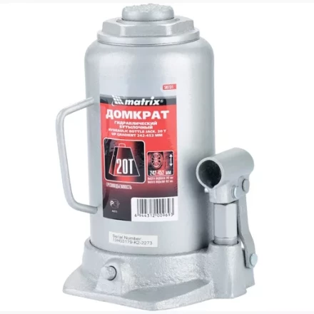 Домкрат гидравлический бутылочный 20 т h подъема 242–452 мм  MATRIX MASTER 50731 купить в Новом Уренгое