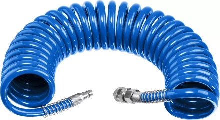 ЗУБР 10 м, 6 х 8 мм, 15 бар, воздушный спиральный шланг с фитингами рапид, Профессионал (6473-10) купить в Новом Уренгое