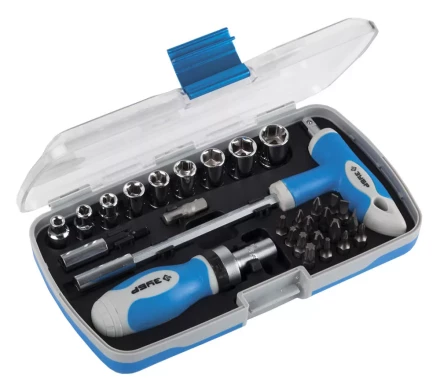 Набор ЗУБР Отвертка &quot;ЭКСПЕРТ&quot; реверс. с насадками, 2-хкомп.ручка,битодерж. с Т-образ.ручкой, в пласт. боксе, 29пред. 25285-H29 купить в Новом Уренгое